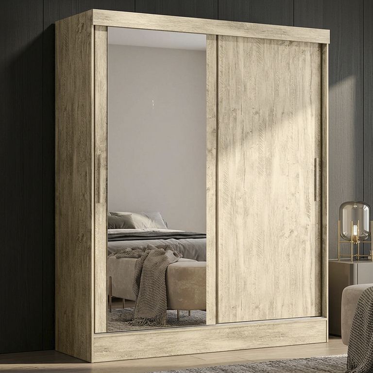 Clóset con Espejo 2 Puerta(s) 2 Cajón(es) 6 Repisa(s) 164x211x53 cm Avellana