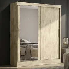 CASA BONITA - Clóset con Espejo 2 Puerta(s) 2 Cajón(es) 6 Repisa(s) 164x211x53 cm Avellana