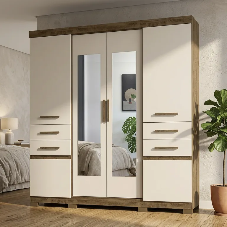 Clóset 6 Puerta(s) 4 Cajón(es) 9 Repisa(s) 195x212x47 cm Roble