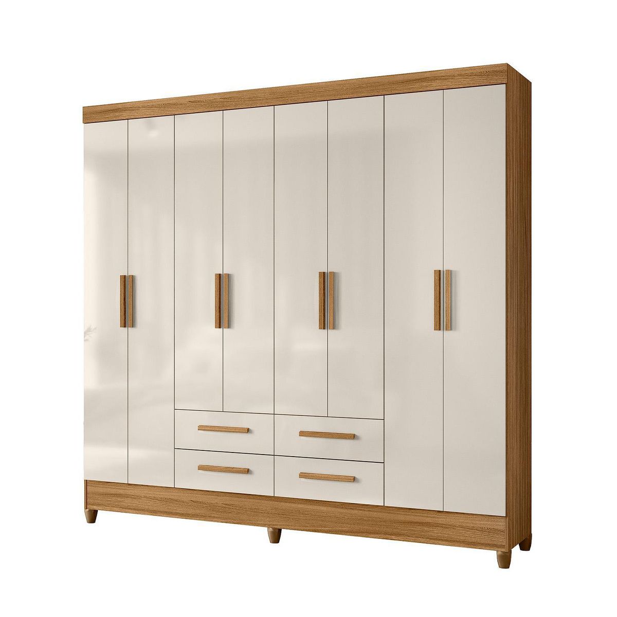 CASA BONITA - Ropero 8 Puerta(s) 4 Cajón(es) 10 Repisa(s) 204x204x47 cm Roble, Crudo