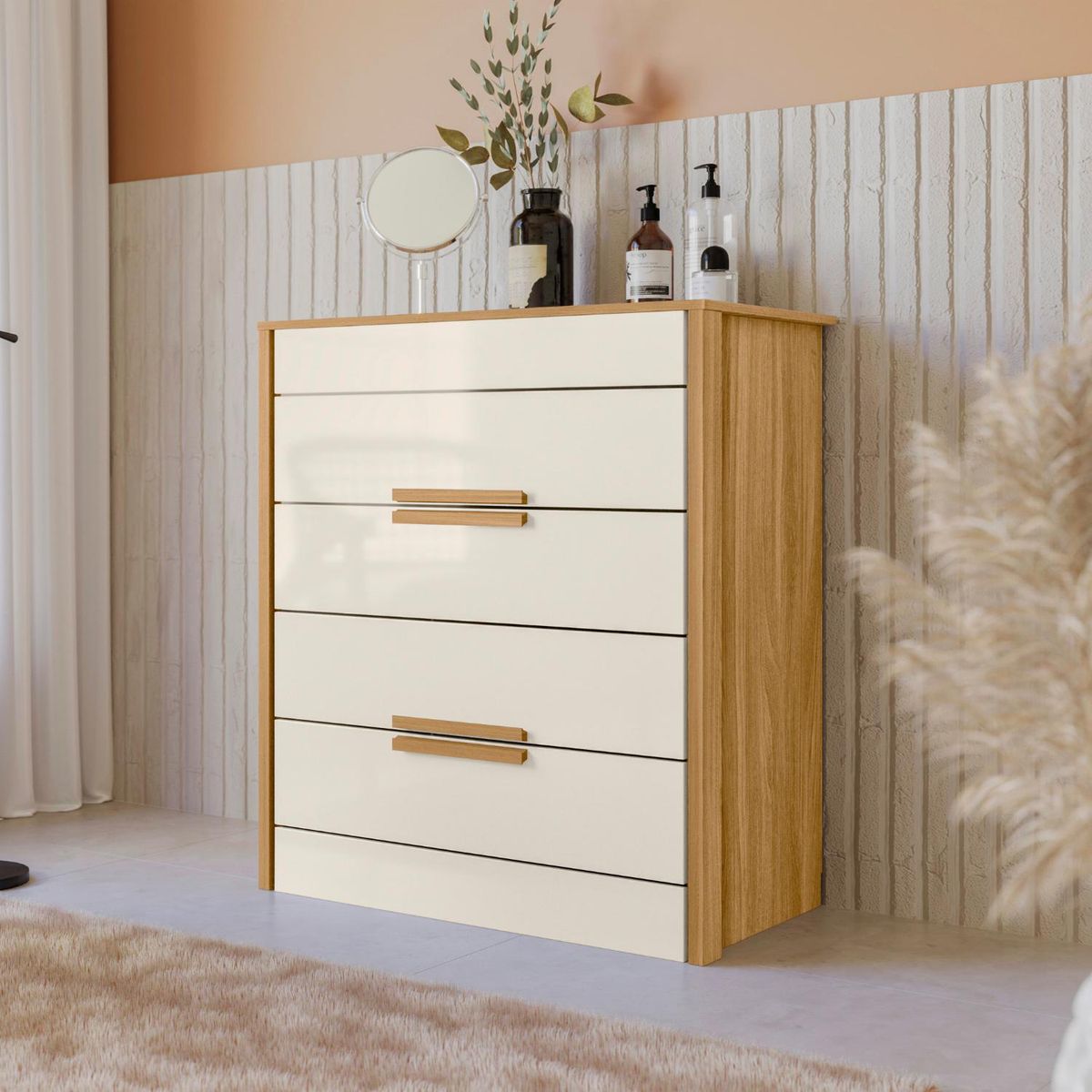 CASA BONITA - Cómoda 4 Cajón(es) Paris 86x103x47 cm Roble, Crudo