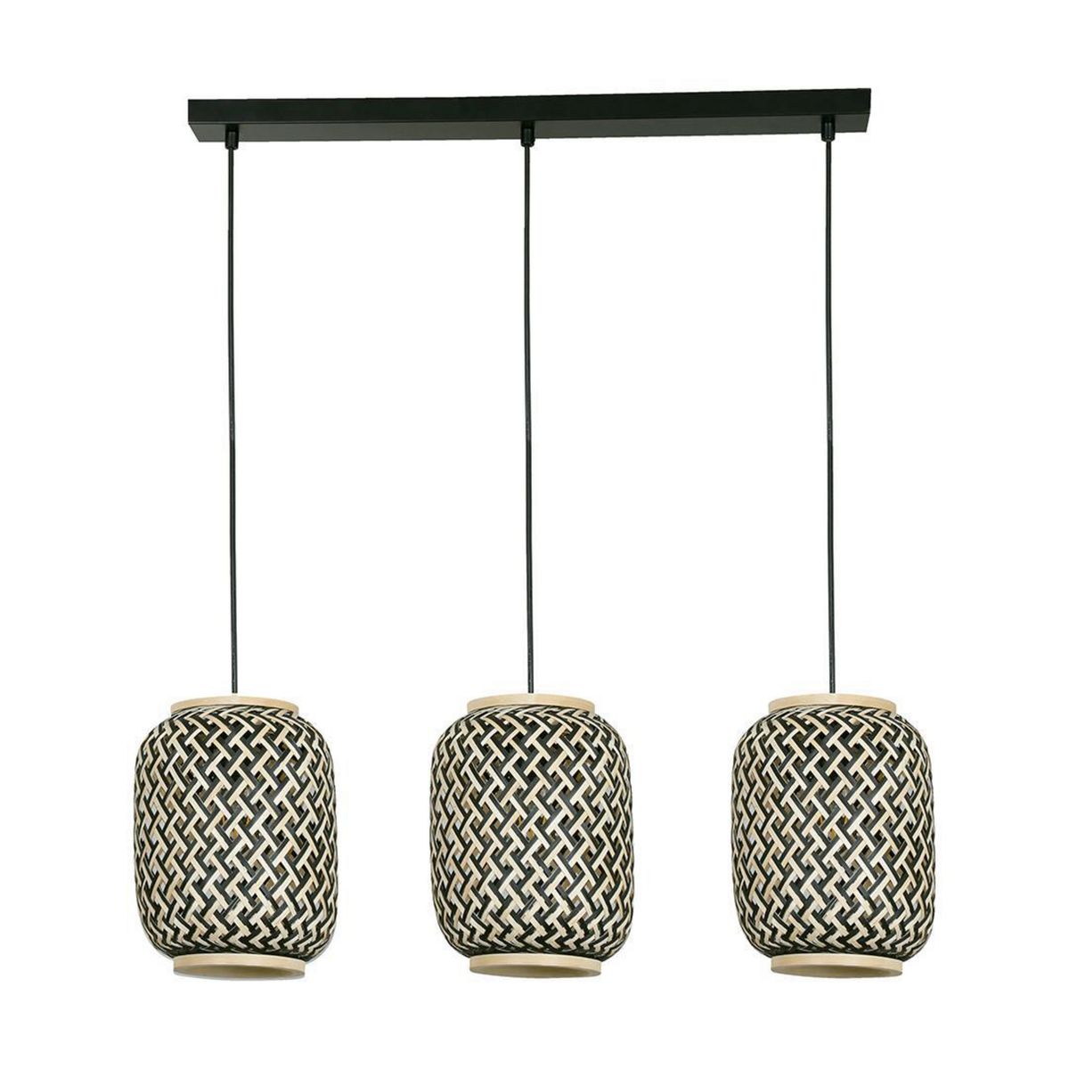 JUST HOME COLLECTION - Lámpara Colgante Nala 3 luces Bambú Negro