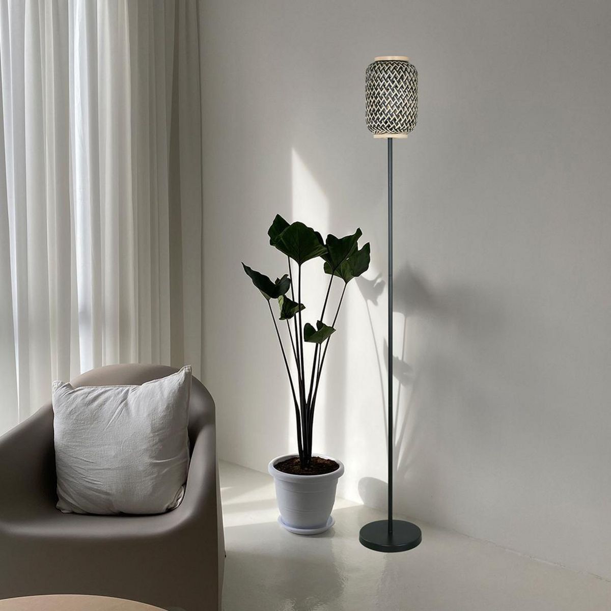 JUST HOME COLLECTION - Lámpara Pie Nala 1L E27 Natural/Negro