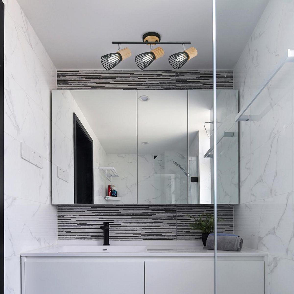 JUST HOME COLLECTION - Foco Interior Direccional Boston 3 Luces Madera y Metal