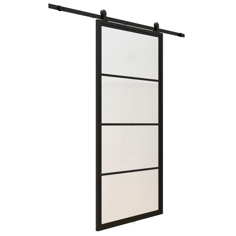 HOLZTEK - Puerta corredera de vidrio 4 paneles + Kit