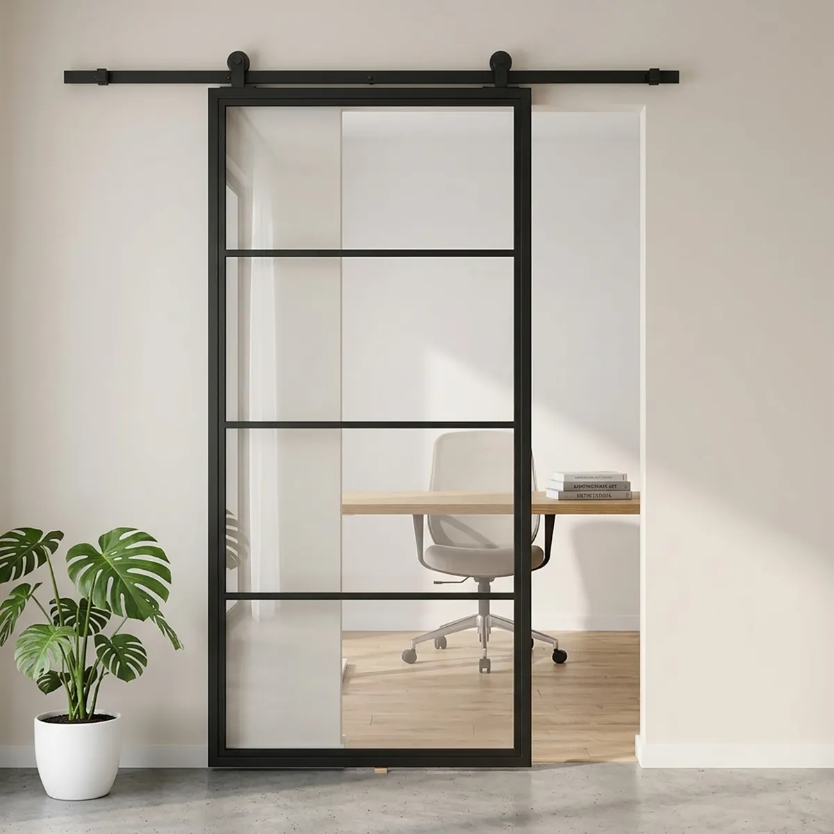 HOLZTEK - Puerta Corredera 4 Paneles Con Kit 83X204 Cm