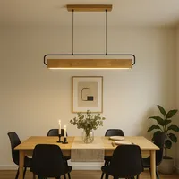 Lampara Colgante Madera Luz Led 82cm