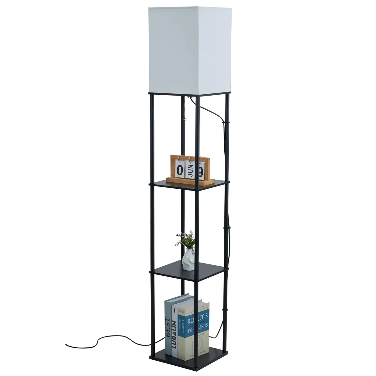 JUST HOME COLLECTION - Lámpara de Pie Torva Repisas Blanco 26x157.5 cm