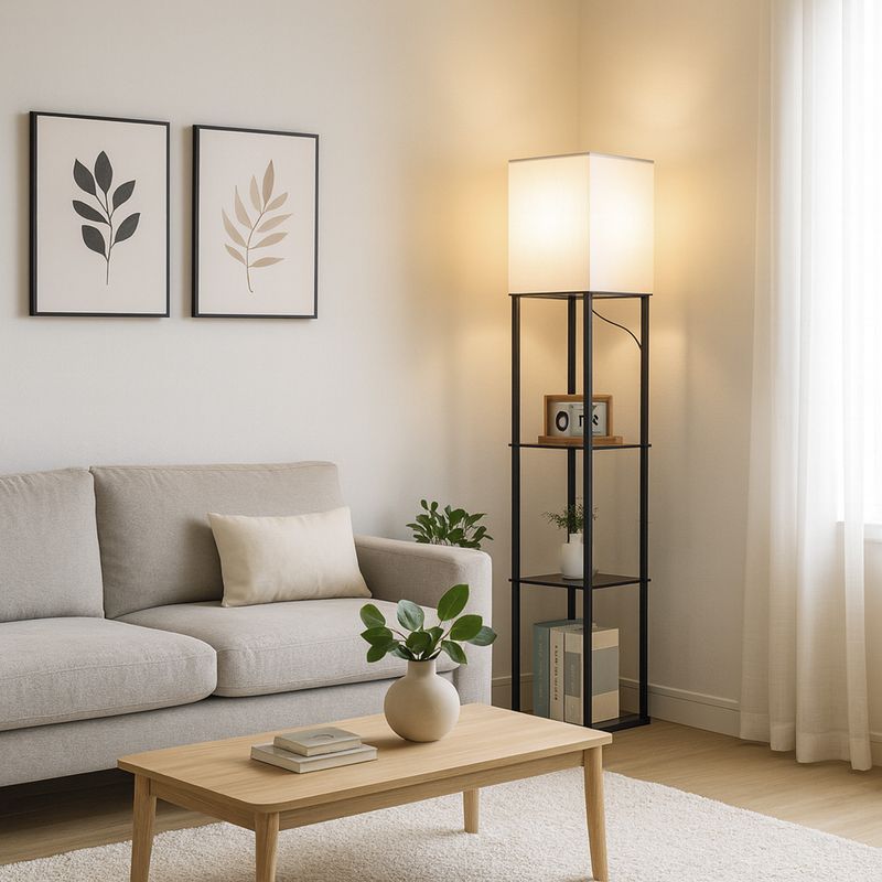 JUST HOME COLLECTION - Lampara de Pie Torva Repisas Blanco 26x157.5 cm