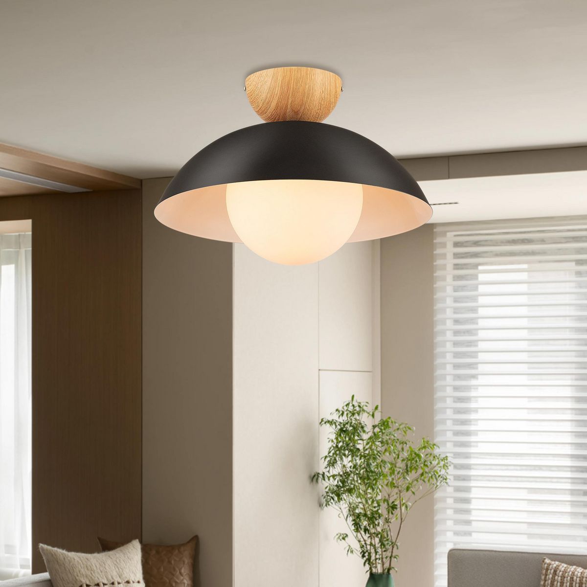 JUST HOME COLLECTION - Lampara Techo Udine Hierro Negro