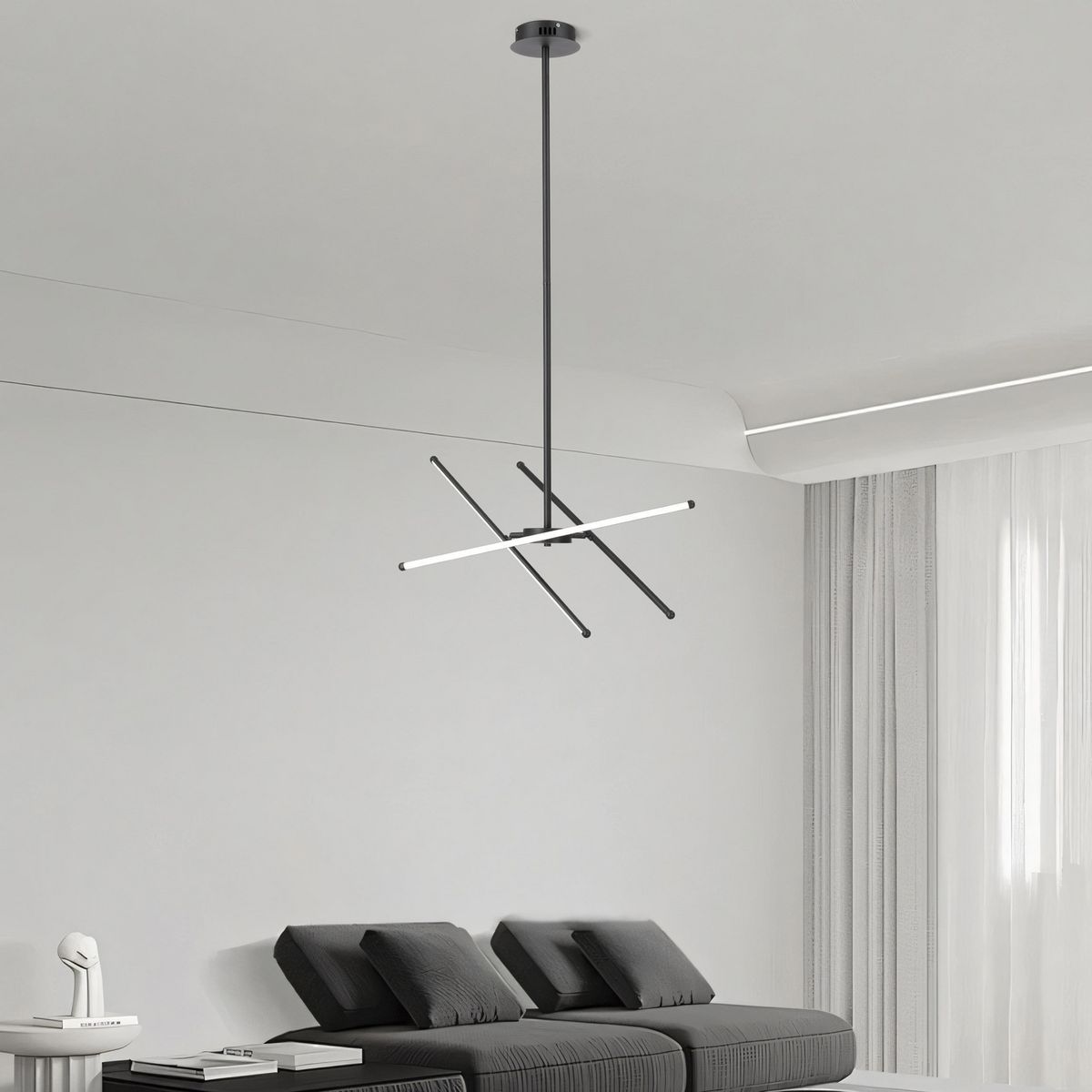 JUST HOME COLLECTION - Lampara Colgante Led Aluminio Negro