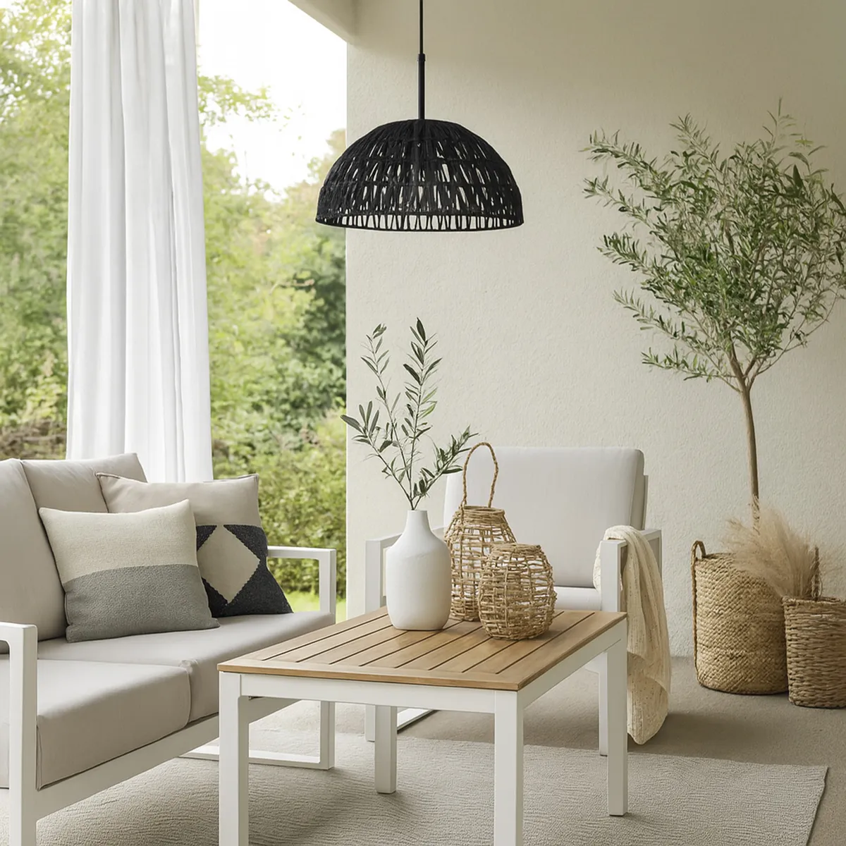 JUST HOME COLLECTION - Lampara Colgante Hening Negro 34 cm