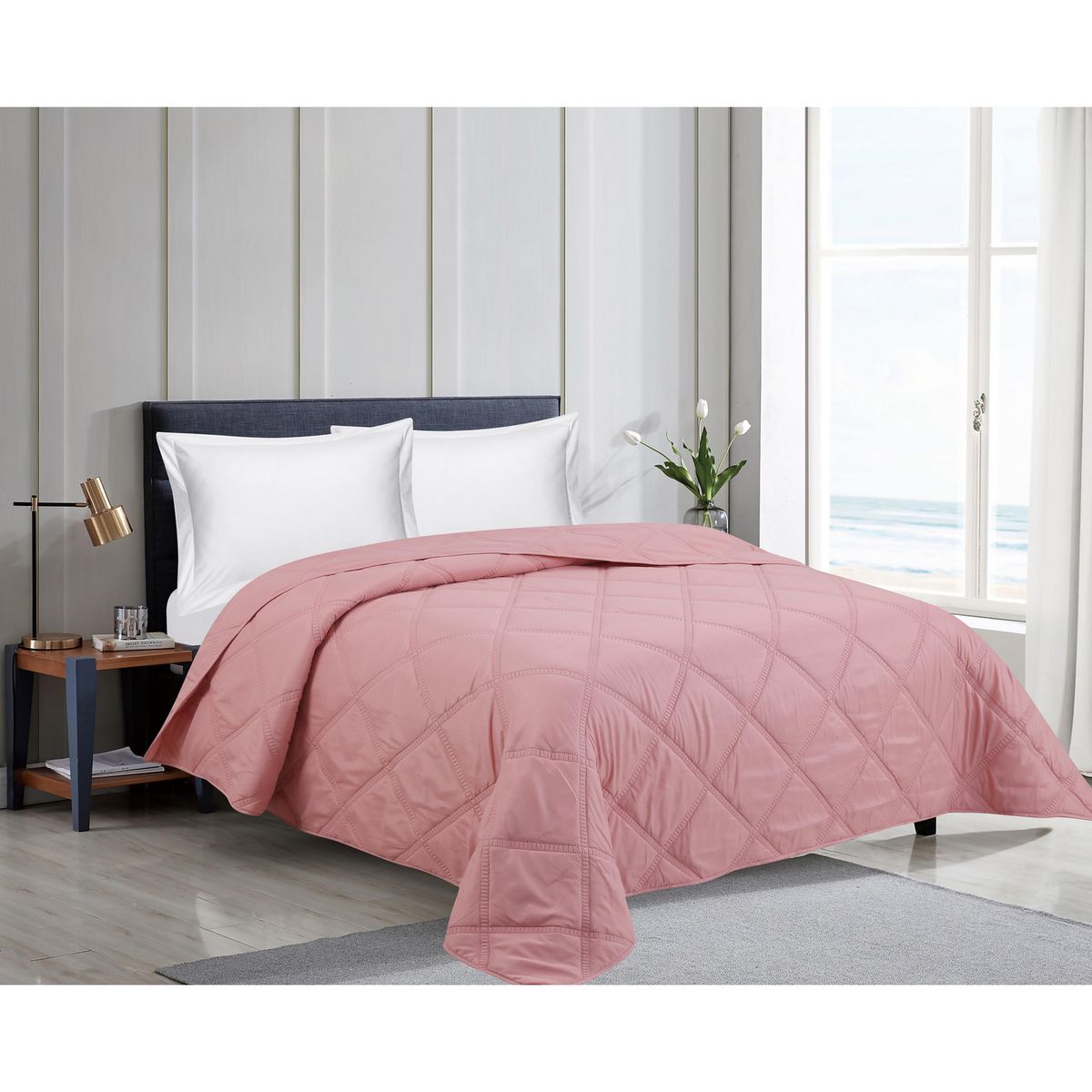 JUST HOME COLLECTION - Cubrecama Quilt 1.5 plazas Unicolor Cuadros