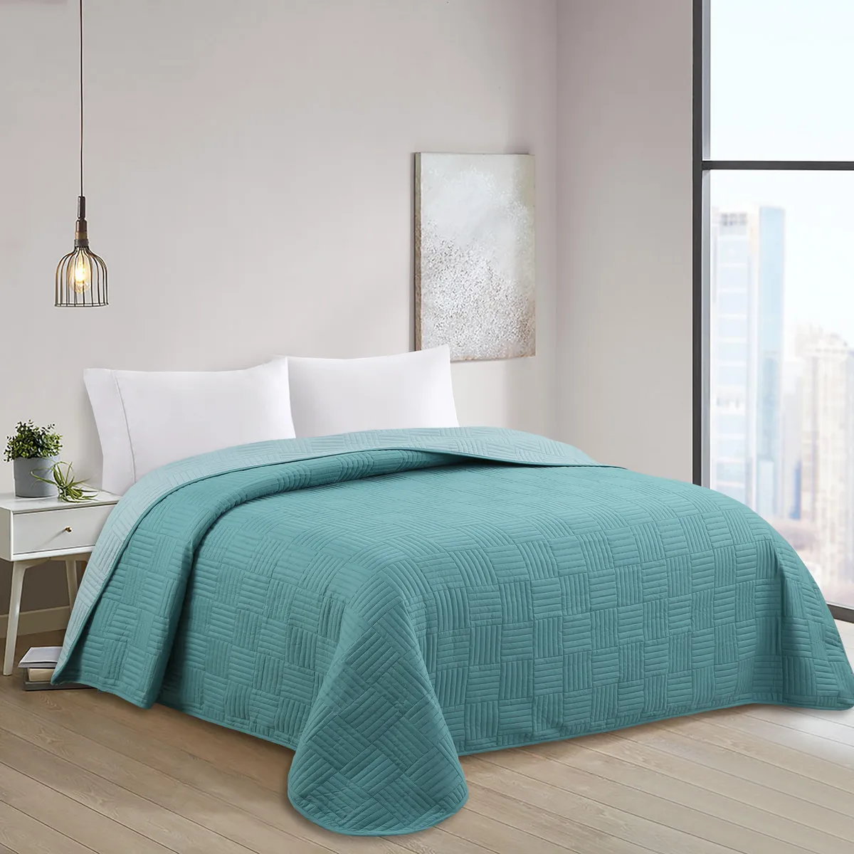 JUST HOME COLLECTION - Quilt 1.5 plazas Bicolor Verde 
