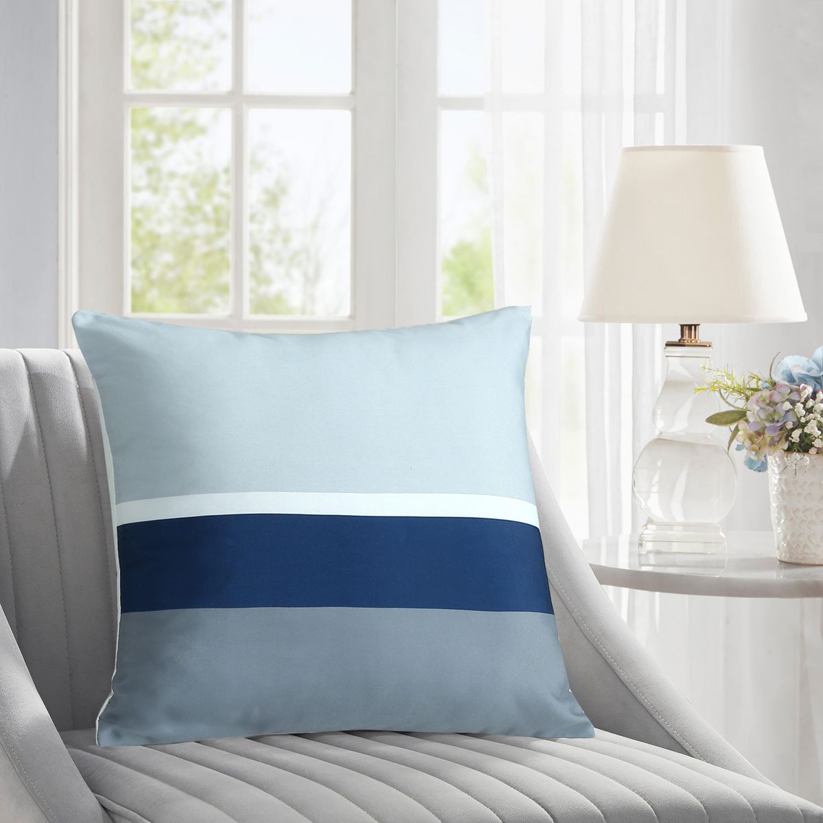 JUST HOME COLLECTION - Cojín Decorativo Rayas Azules 45x45cm