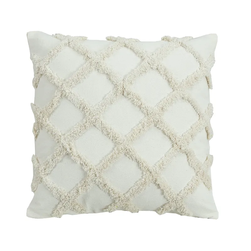 JUST HOME COLLECTION - Cojín Decorativo Boho Blanco 45x45