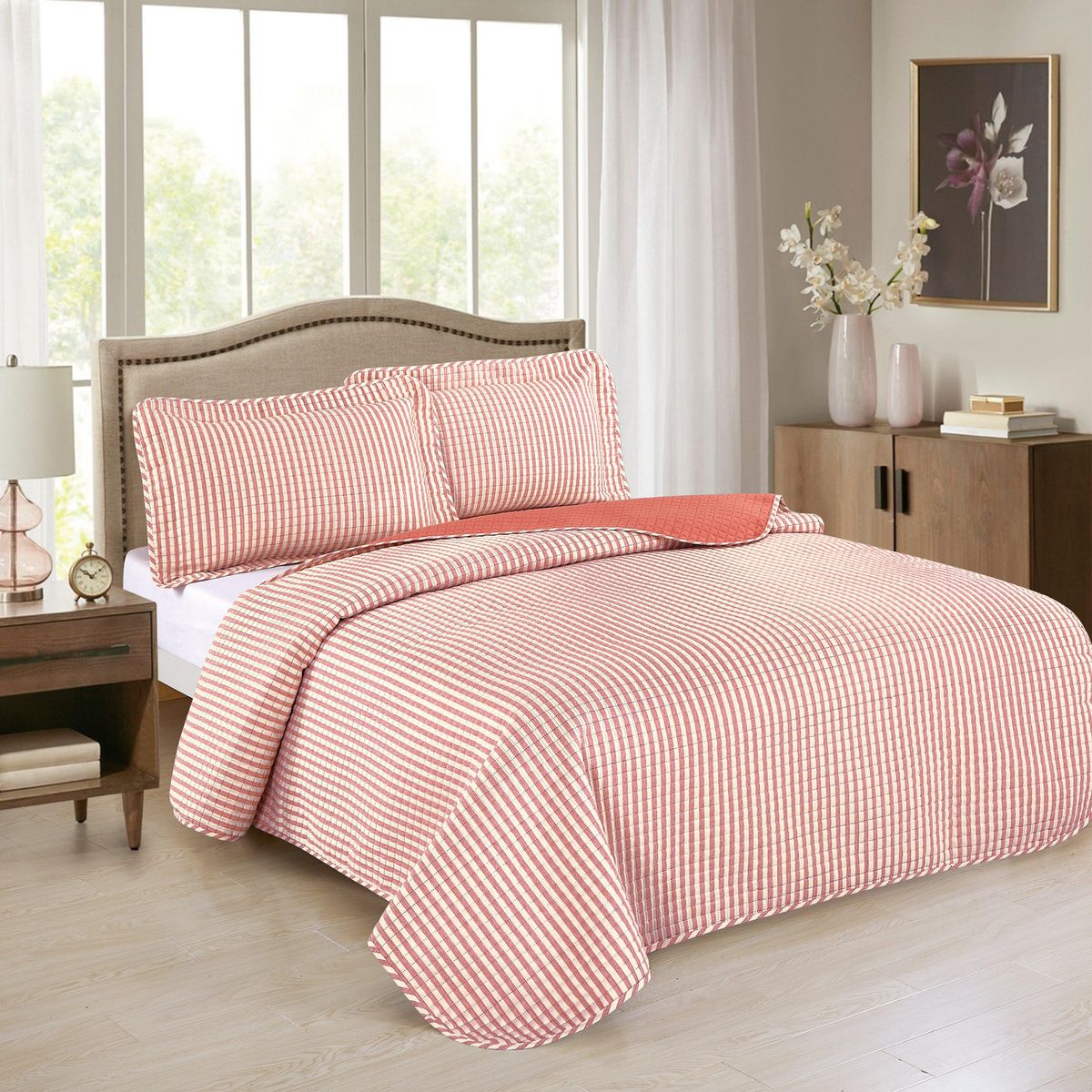 JUST HOME COLLECTION - Quilt 2 plazas Teen Coral 