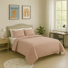 JUST HOME COLLECTION - Quilt 2 plazas Teen Coral