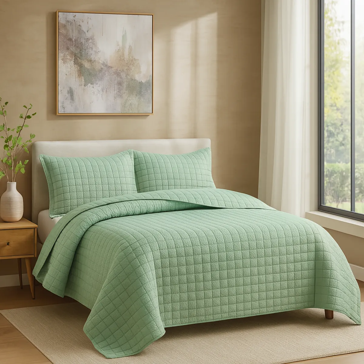 JUST HOME COLLECTION - Cubrecama Quilt Boho Verde