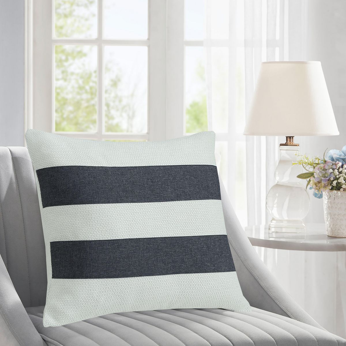 JUST HOME COLLECTION - Cojín Decorativo Rayas Negras Blancas 45x45 cm