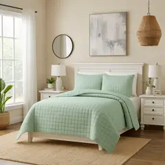 JUST HOME COLLECTION - Cubrecama Quilt Boho Verde