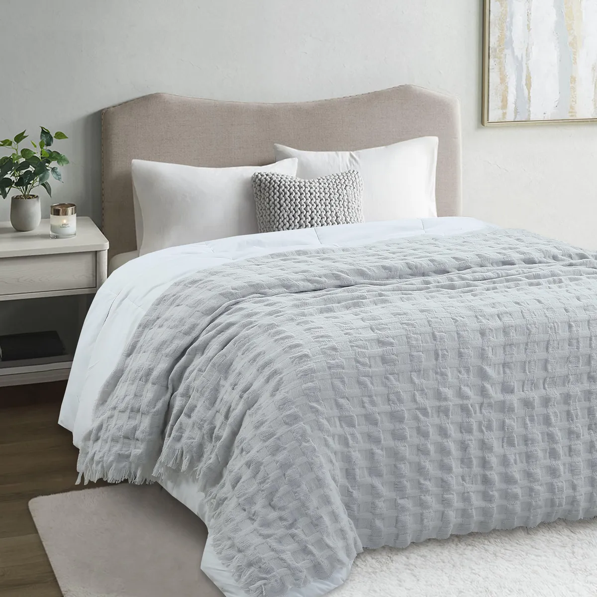 JUST HOME COLLECTION - Manta Decorativa Gris 160x130 cm