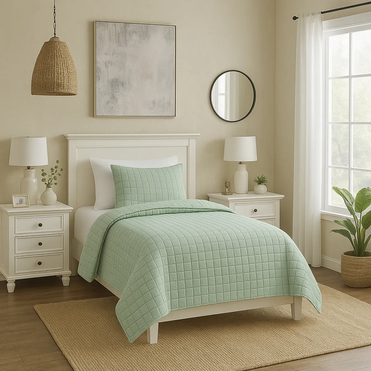 JUST HOME COLLECTION - Cubrecama Quilt Boho Verde