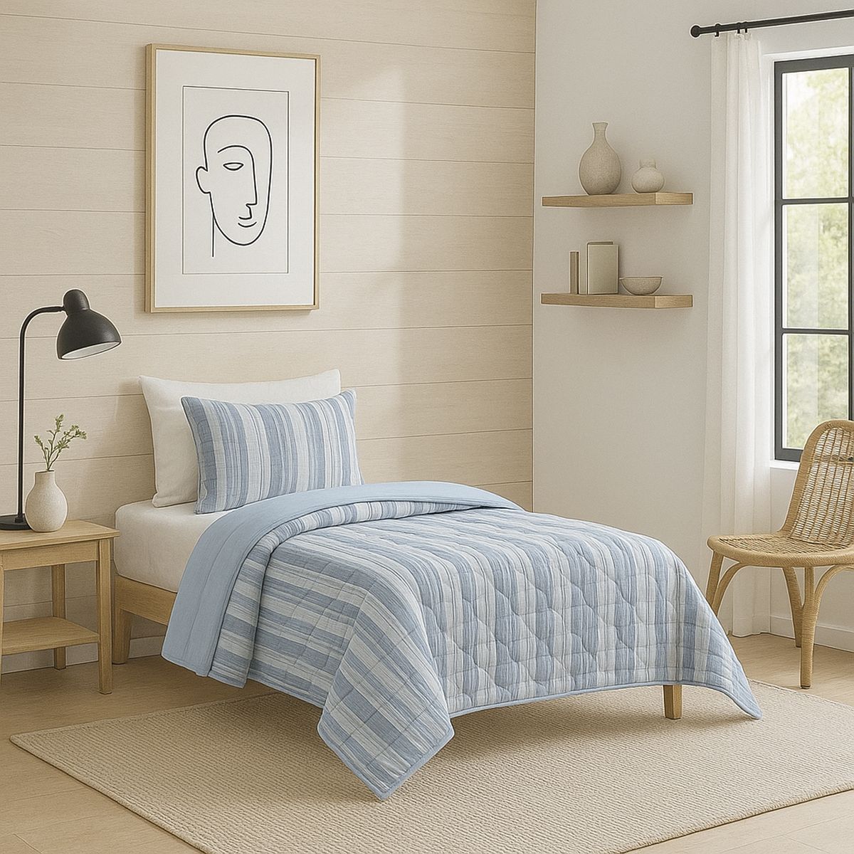 JUST HOME COLLECTION - Cubrecama Quilt Nordico Lineas Reversible