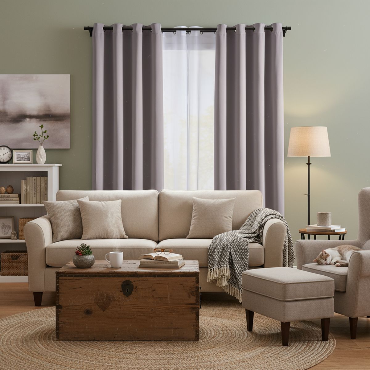 JUST HOME COLLECTION - Combo 2 Paños Cortina Sun out + Velo 140x240 cm