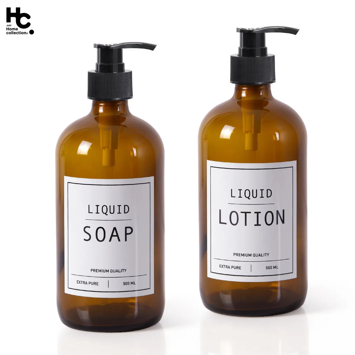 JUST HOME COLLECTION - Set 2 Dispensadores Baño Ambar Jabón y Crema