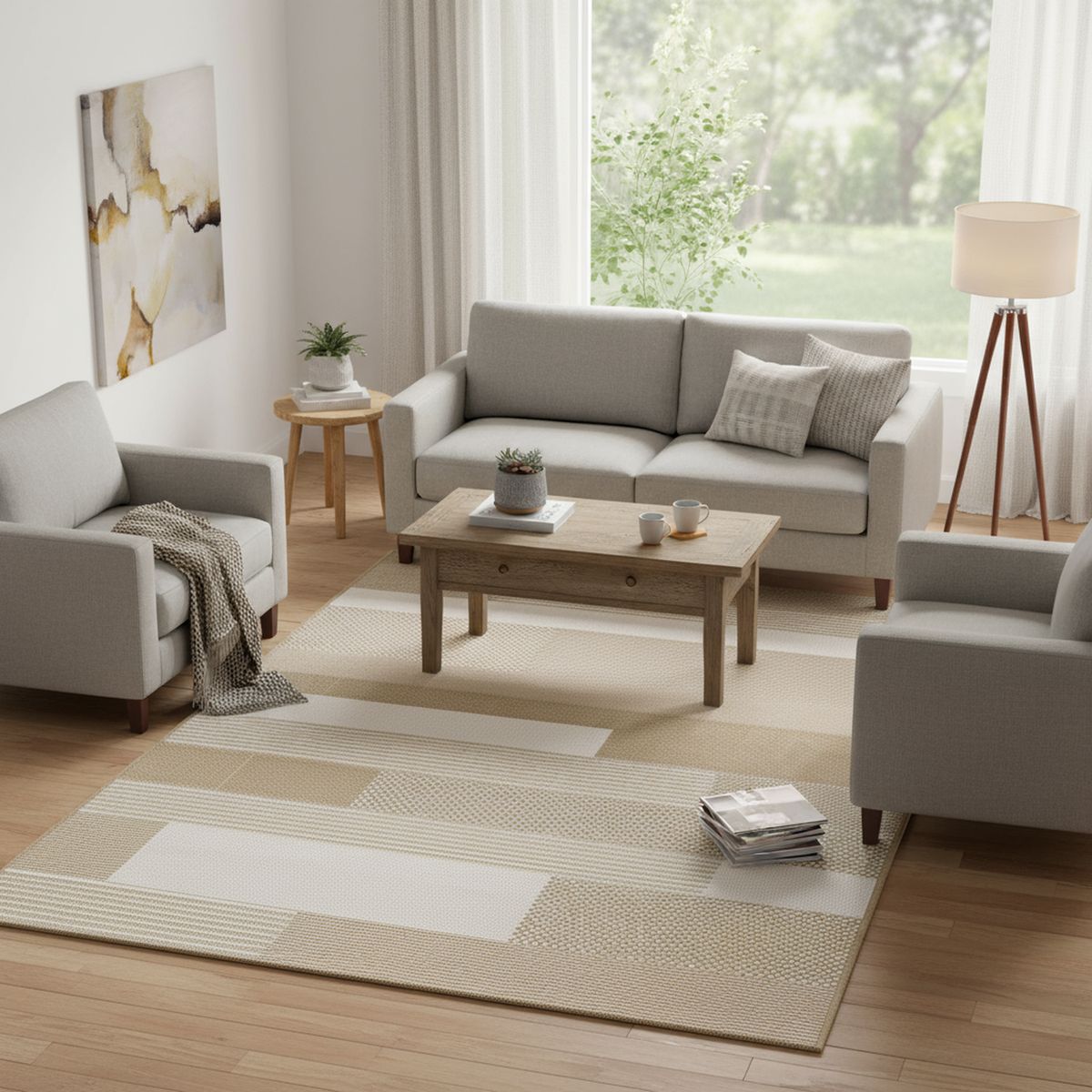 JUST HOME COLLECTION - Alfombra Exterior Essenza Lines 160x230 cm Beige