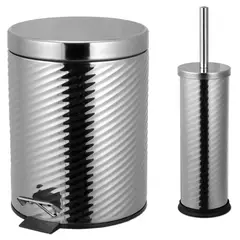 JUST HOME COLLECTION - Set basurero y Cepillo 3 Litros Metal Blanco