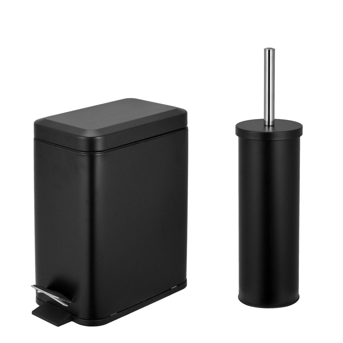 JUST HOME COLLECTION - Set Papelero + Cepillo 5 Litros Metal Negro