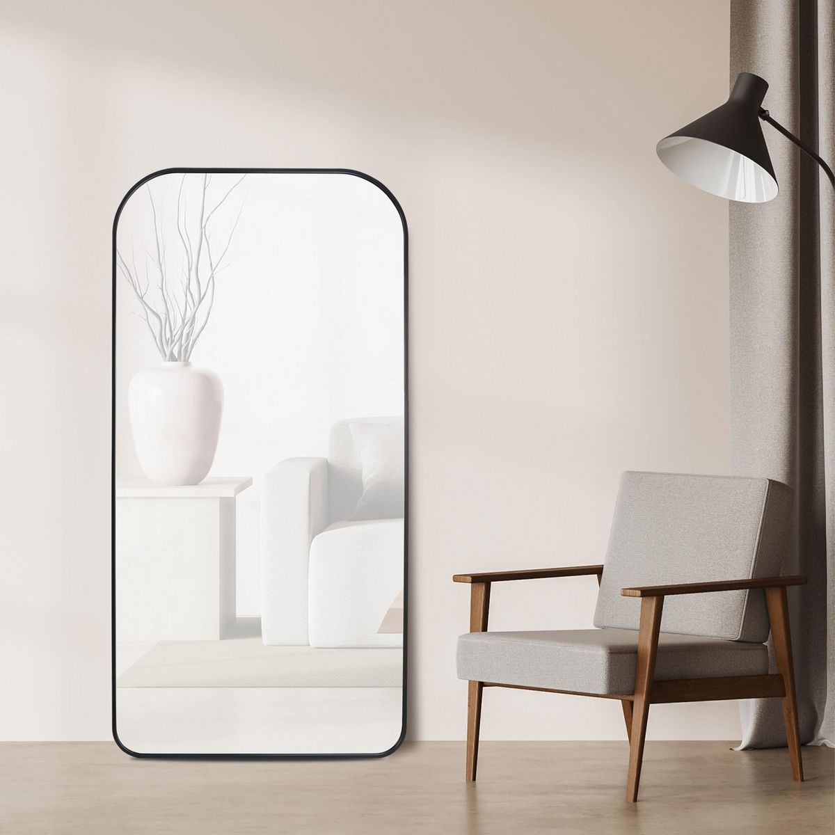 JUST HOME COLLECTION - Espejo Decorativo Forma Rectangular 80x160 cm Negro Pisa