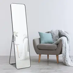 JUST HOME COLLECTION - Espejo Pedestal Decorativo Rectangular 40x150 cm Negro