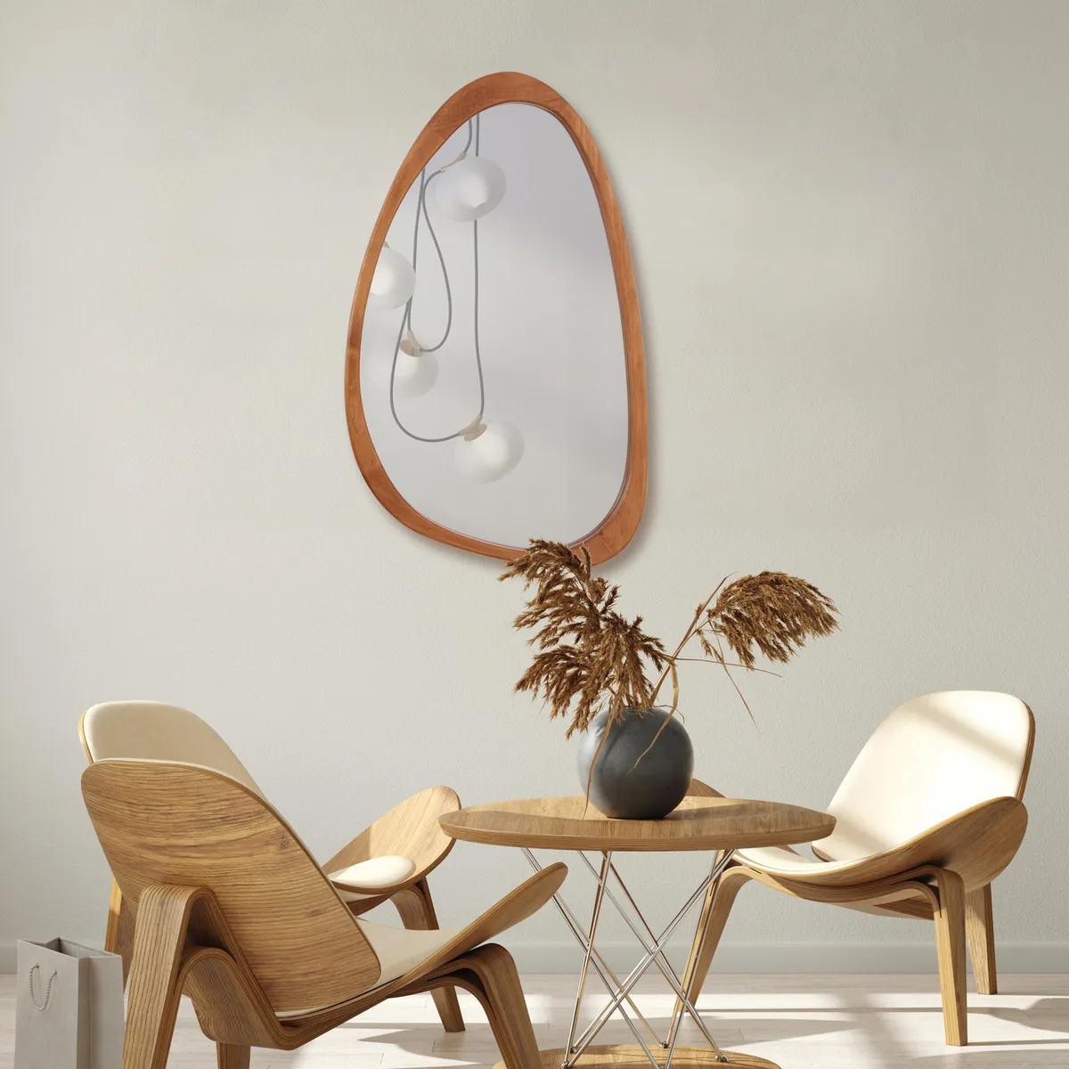 JUST HOME COLLECTION - Espejo Decorativo Forma Redonda 30x60 cm Café