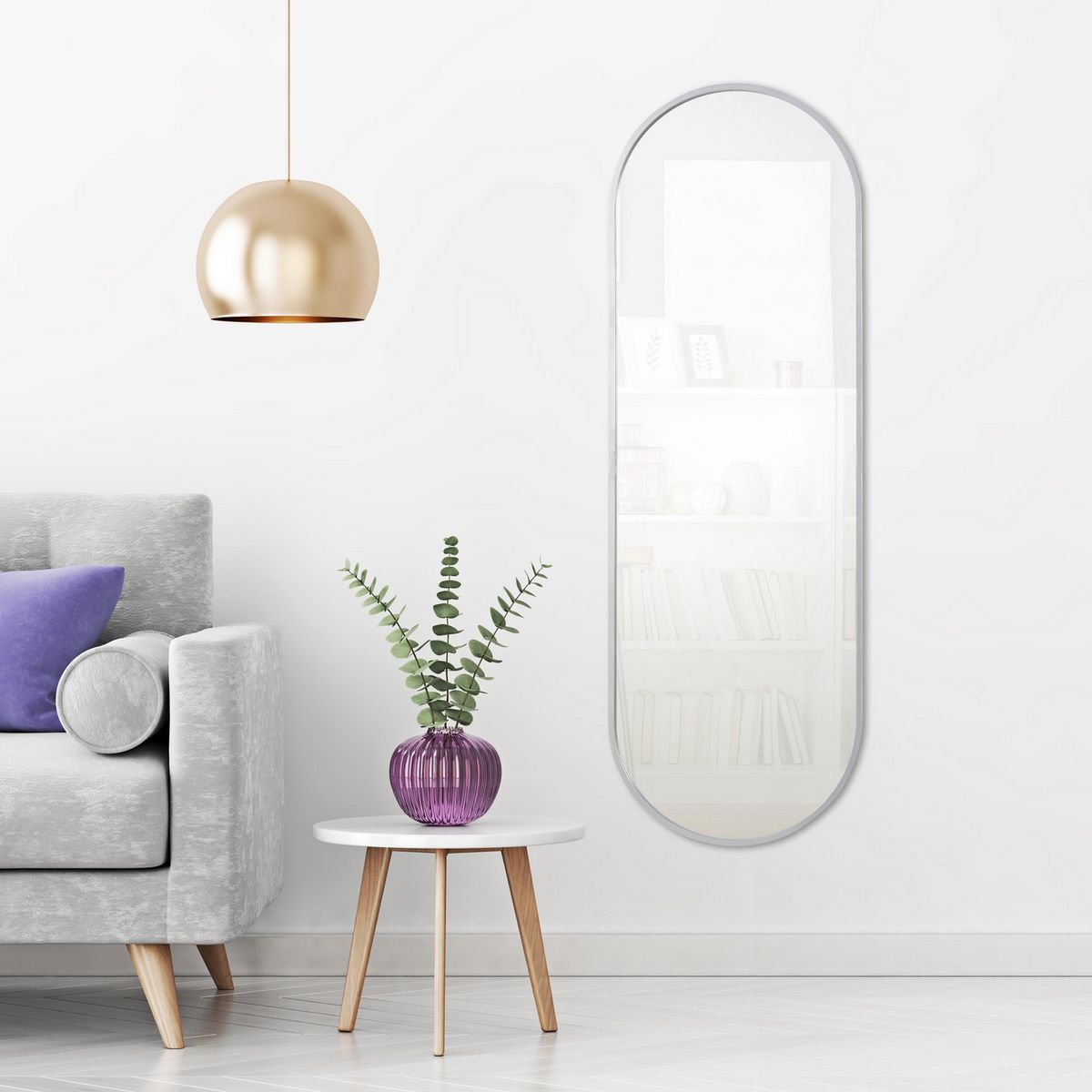 JUST HOME COLLECTION - Espejo Decorativo Ovalado 40x120cm Plateado