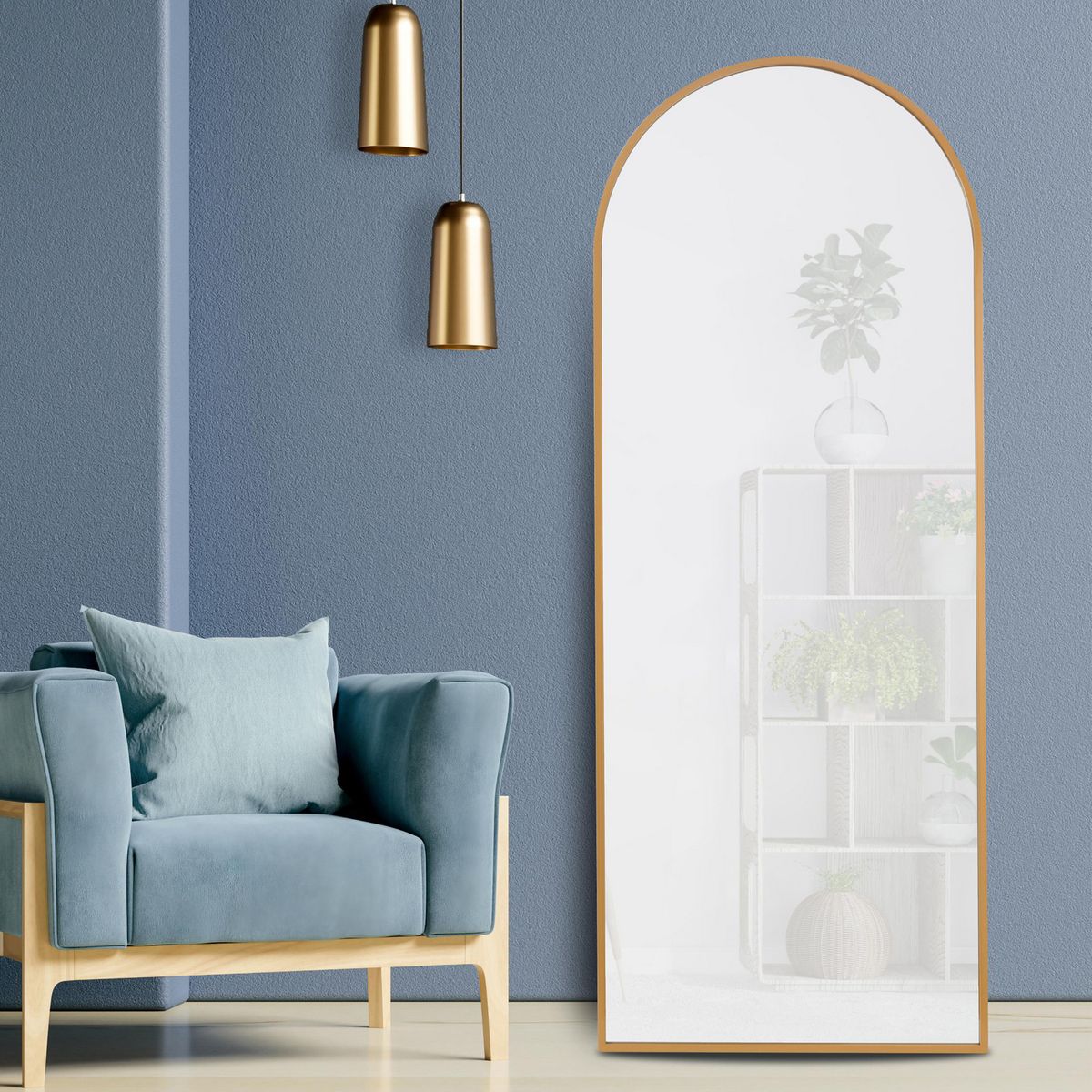 JUST HOME COLLECTION - Espejo Decorativo Grande 70x180cm Dorado Arco Cuerpo Entero