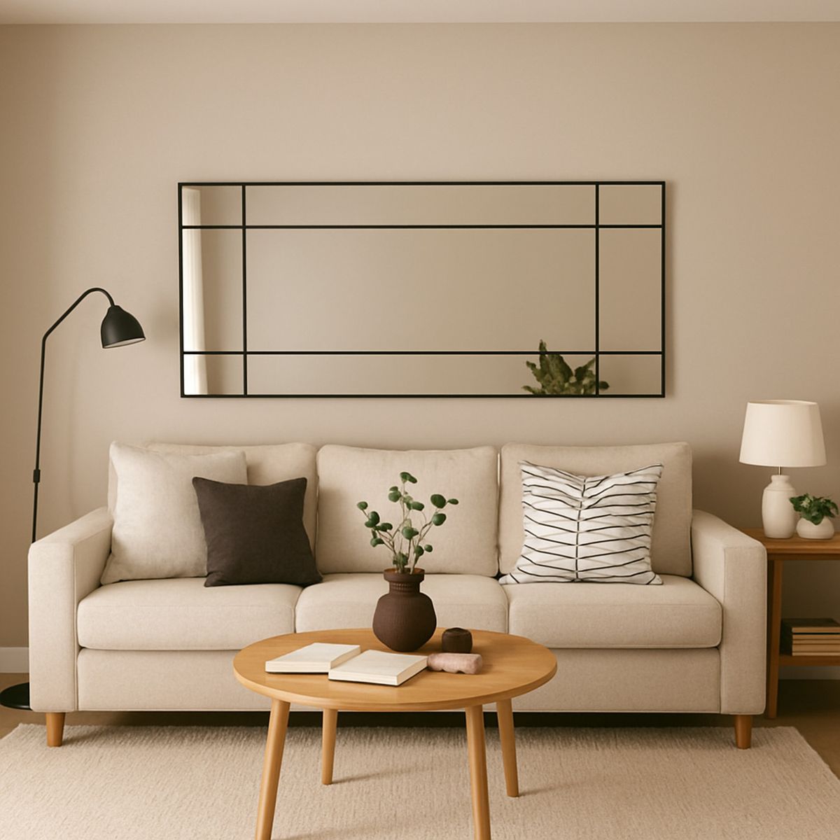 JUST HOME COLLECTION - Espejo Decorativo Grande Rectangular 80x190cm Ellioto Negro