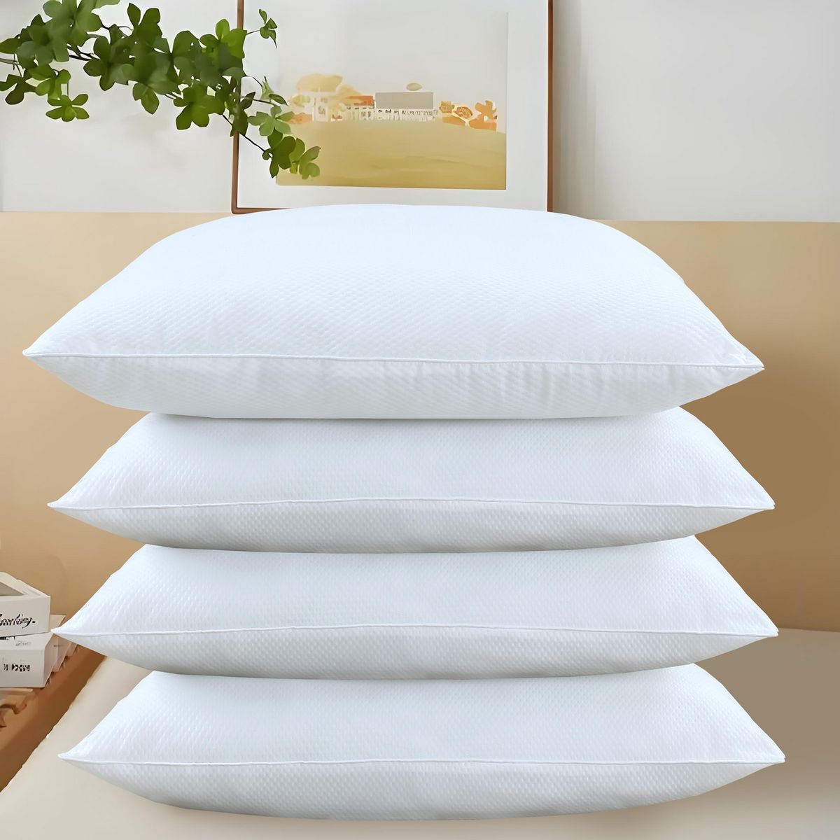 JUST HOME COLLECTION - Pack 4 almohadas de Poliéster para Dormir 50x70 cm