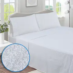 JUST HOME COLLECTION - Sabana Rama 144 Hilos Blanco, Gris