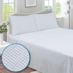 JUST HOME COLLECTION - Sabana Cuadro 144 Hilos Blanco, Gris