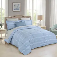 JUST HOME COLLECTION - Combo Plumón+Sabana 1.5 plazas Line Gris