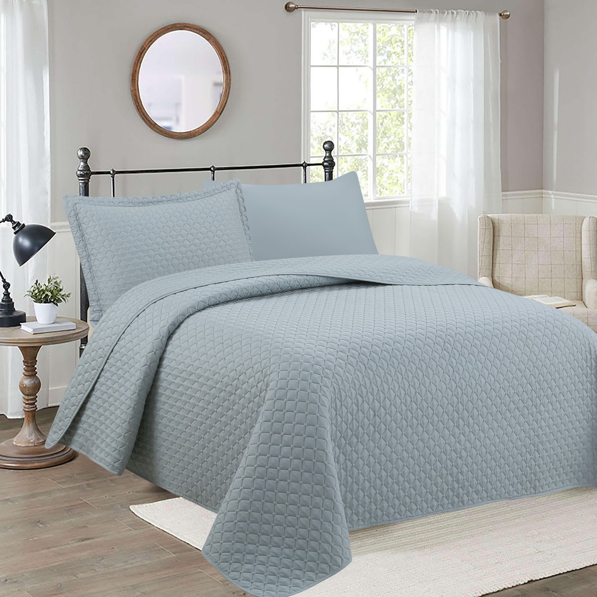 JUST HOME COLLECTION - Combo Quilt+Sabana Ultra Gris