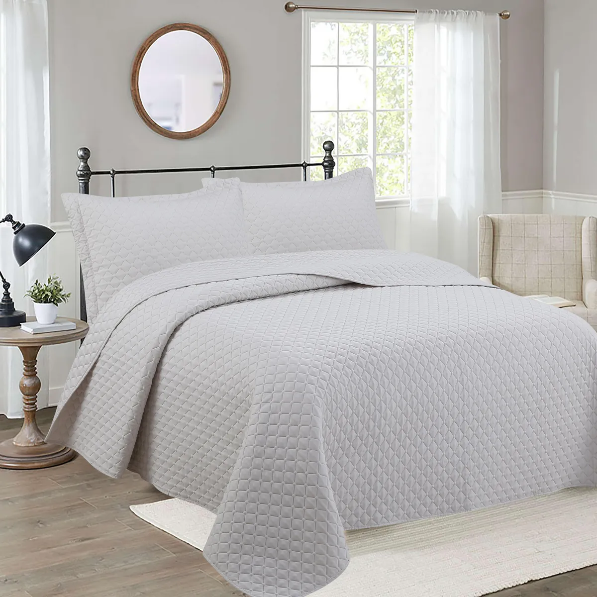 JUST HOME COLLECTION - Combo Quilt+Sabana Ultra Blanco