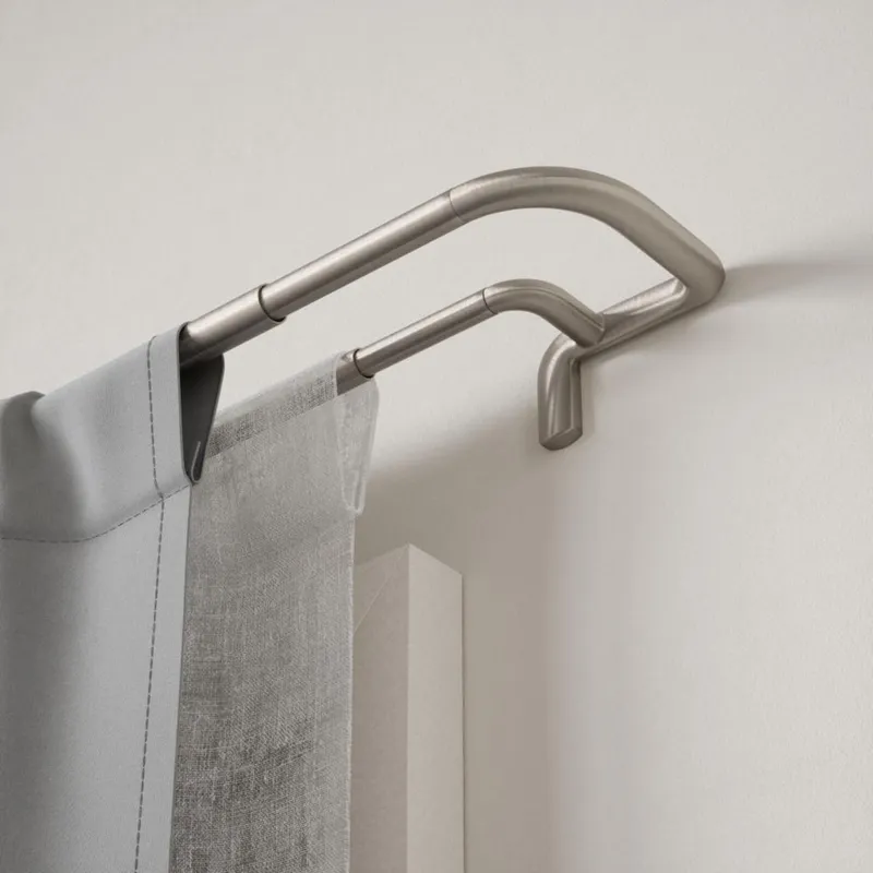 UMBRA - Set Barra de Cortina Doble Extensible 19 mm al muro 76 - 213 cm Niquel