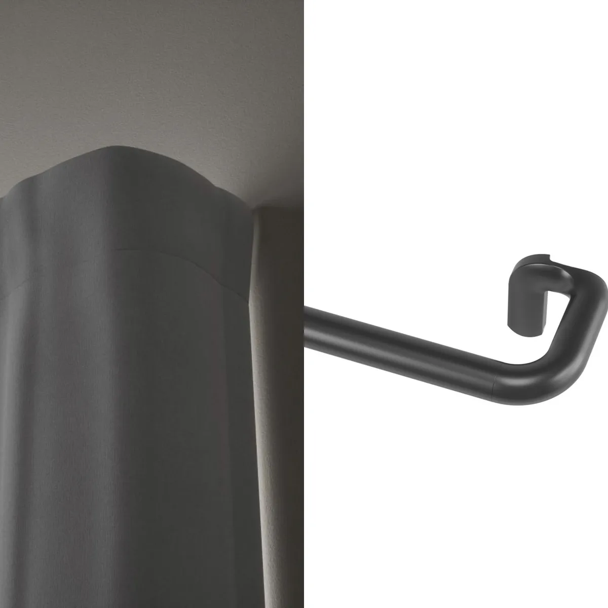 UMBRA - Set Barra de Cortina Simple Extensible 1.9 cm 213 cm Negro