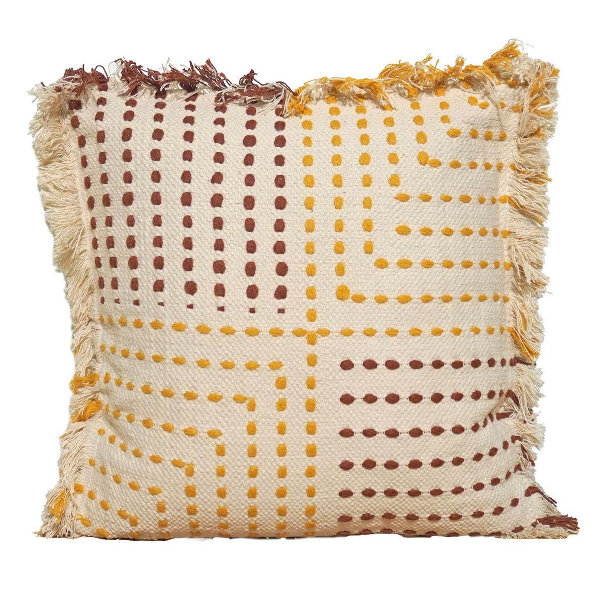 JUST HOME COLLECTION - Cojín Decorativo Puntos con Flecos 45x45 cm