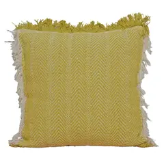 JUST HOME COLLECTION - Cojín Decorativo Amarillo con Flecos 45x45 cm