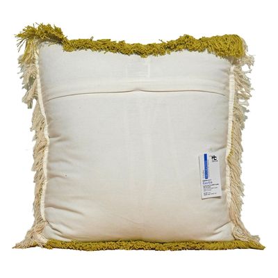 Imagen 2 del producto Cojín Decorativo Amarillo con Flecos 45x45 cm